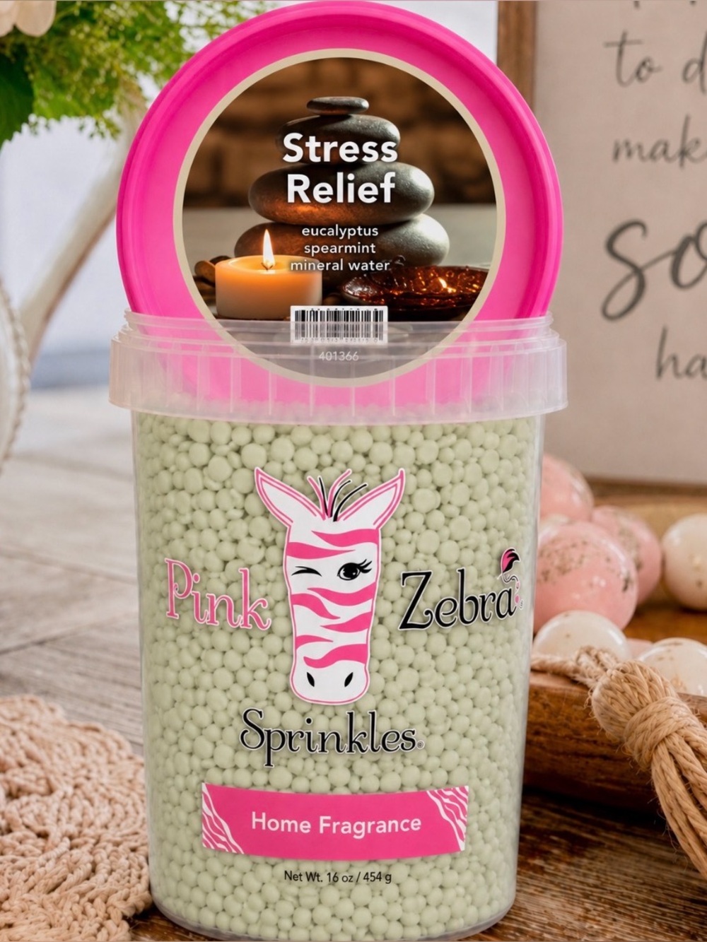 Pink Zebra Stress Relief Home Fragrance Soy Wax Melts 3.75 oz 96 hour bag